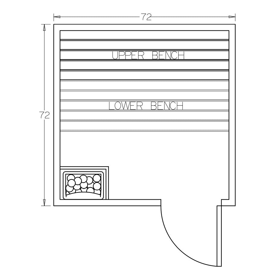 6' x 6' x 7' Tranquility Standard Prebuilt Sauna