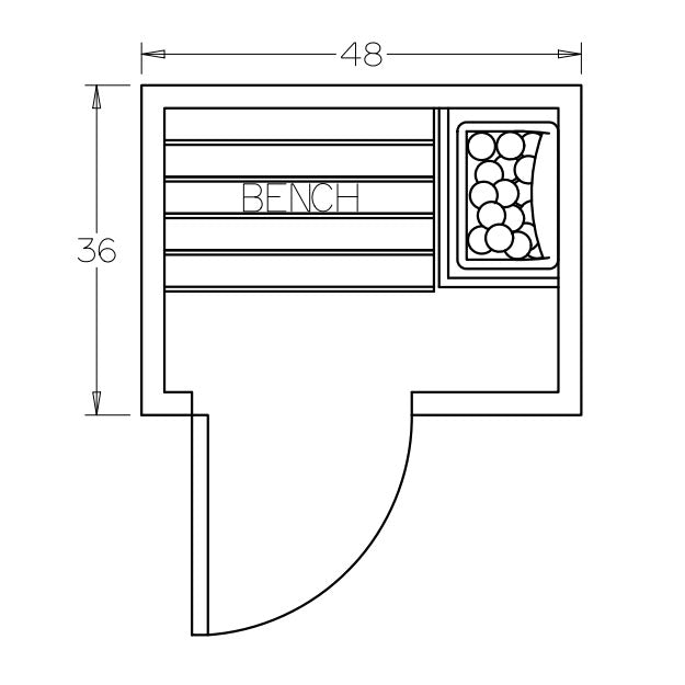 3' x 4' x 7' Tranquility Standard Prebuilt Sauna