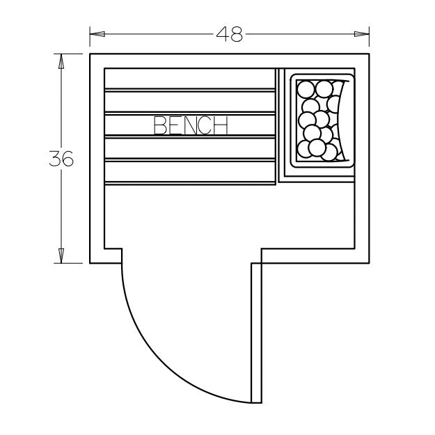 3' x 4' x 7' Tranquility Standard Prebuilt Sauna