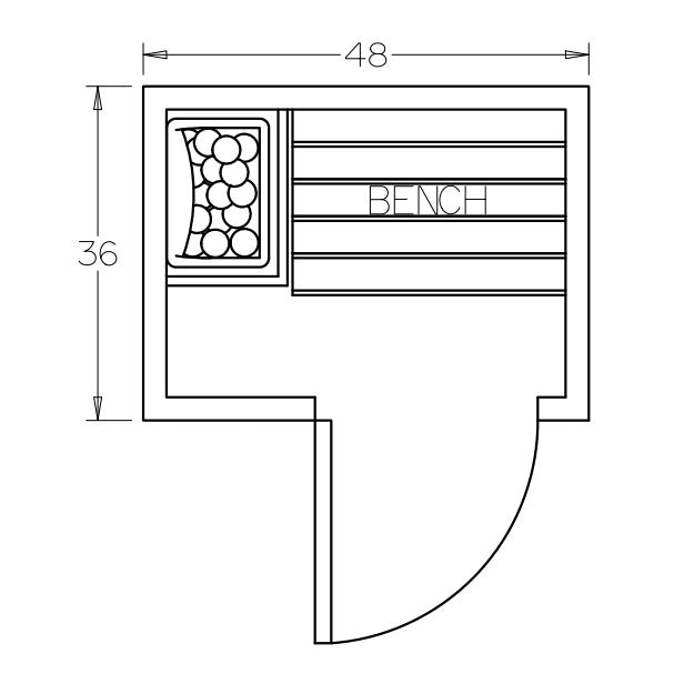 3' x 4' x 7' Tranquility Standard Prebuilt Sauna