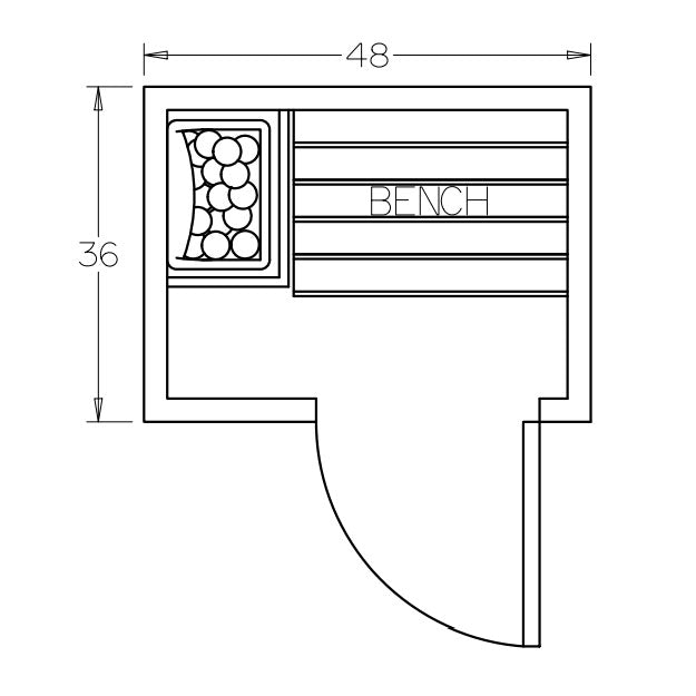 3' x 4' x 7' Tranquility Standard Prebuilt Sauna