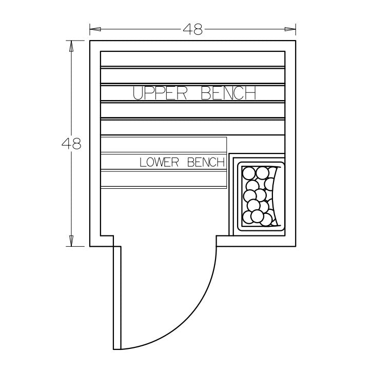 4' x 4' x 7' Tranquility Standard Prebuilt Sauna