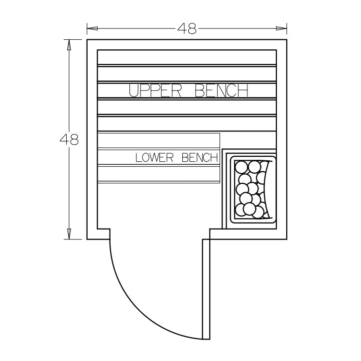 4' x 4' x 7' Tranquility Standard Prebuilt Sauna