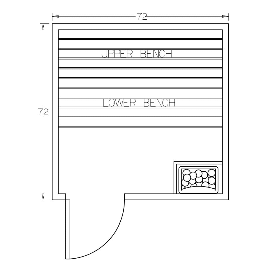 6' x 6' x 7' Tranquility Standard Prebuilt Sauna