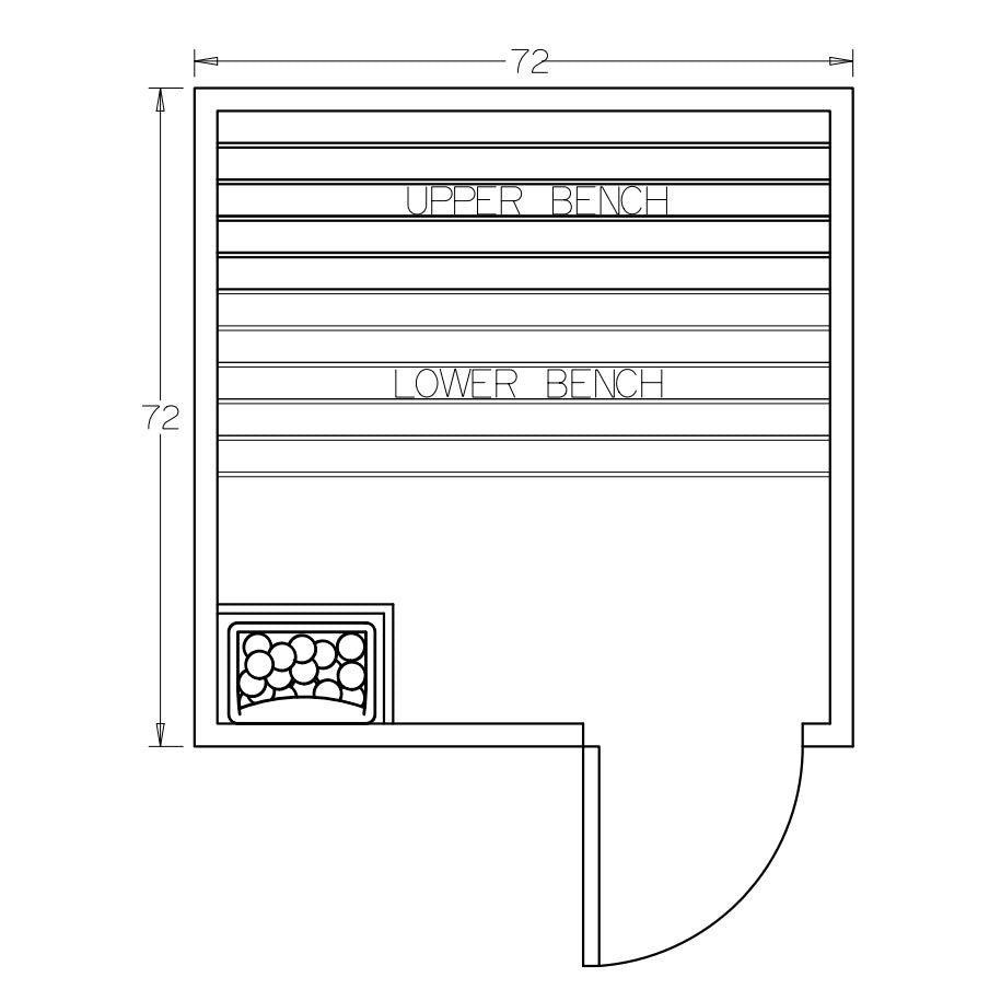 6' x 6' x 7' Tranquility Standard Prebuilt Sauna