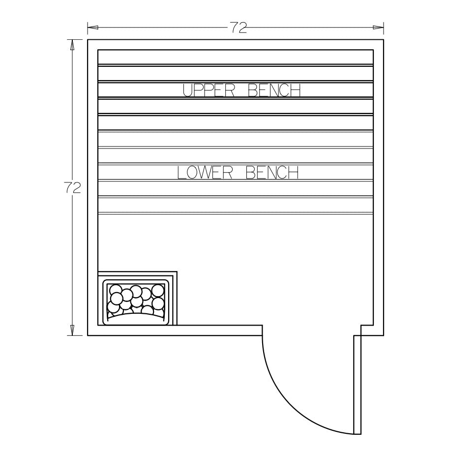 6' x 6' x 7' Tranquility Standard Prebuilt Sauna