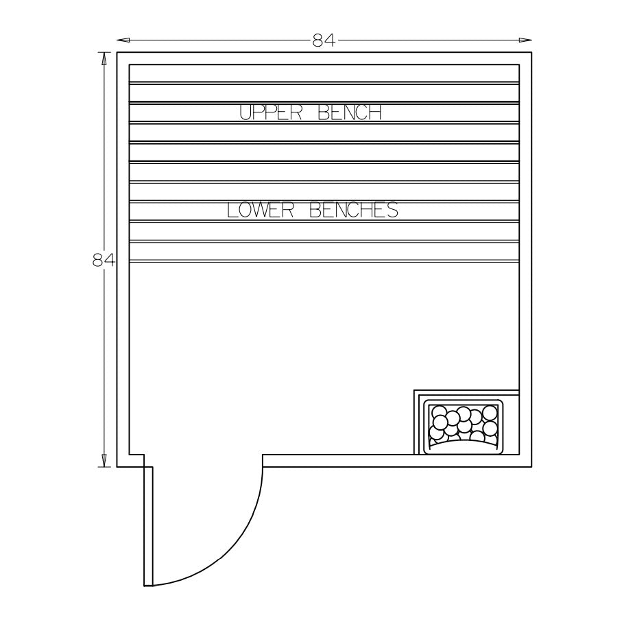 7' x 7' x 7' Tranquility Standard Prebuilt Sauna