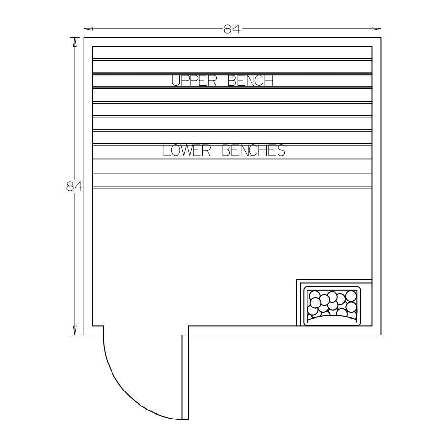 7' x 7' x 7' Tranquility Standard Prebuilt Sauna